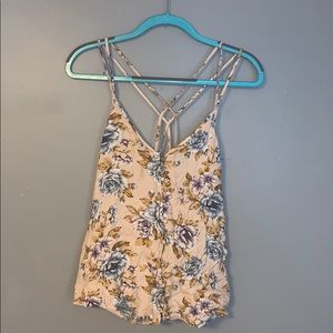 American Eagle floral top with criss cross back